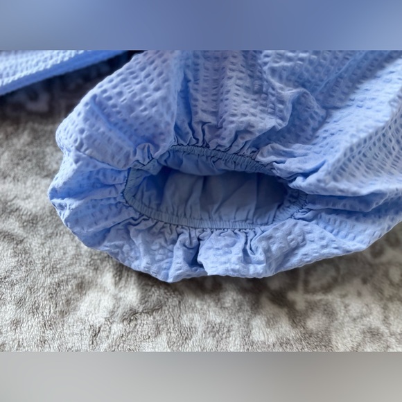 H&M off shoulder light blue puff sleeve top size 8 - Picture 5 of 6